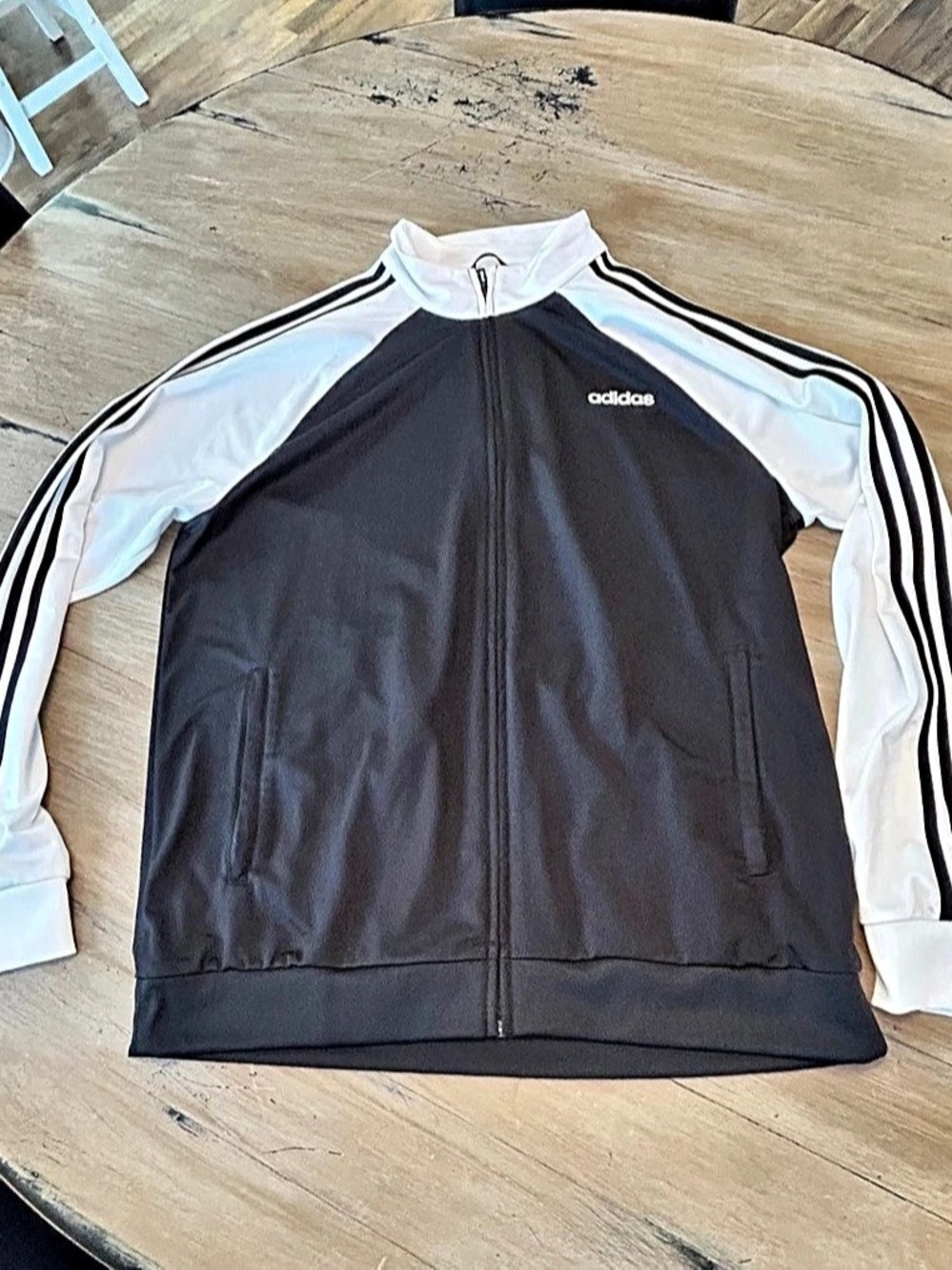 adidas Essentials Warm-Up 3-Stripes Track Jacket Black & White XL